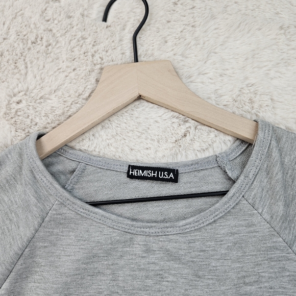 Heimish Long Sleeve Gray Ladder Cutout Sweater Pullover XL - Picture 4 of 7